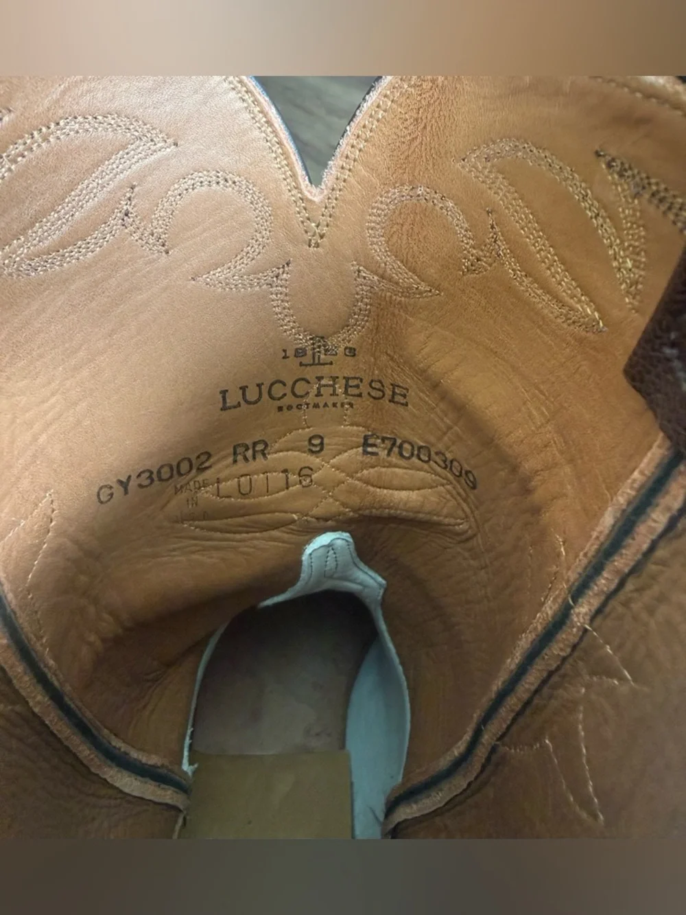 Lucchese Classics Mens Handmade Ward Roper Boots Smooth Ostrich‎ Tabaco Goat 9E